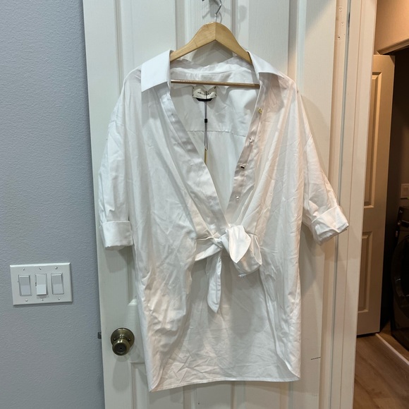 NWT Hellessy Tollin Knot-Hem High-Low White button up Shirt - Picture 8 of 9